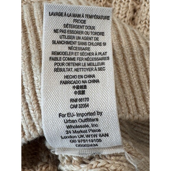 Free People Crazy In Love Linen Blend Knit Sweater Women’s Sz S Beige Ruffles - Picture 6 of 9